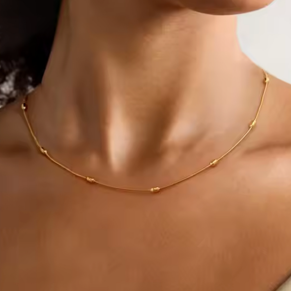 Laura Beaded Chain Necklace - Gold 