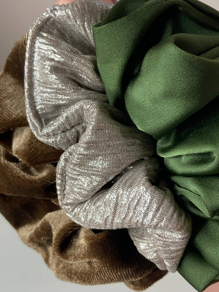 Hair Scrunchie Trio Green: Festive Collection