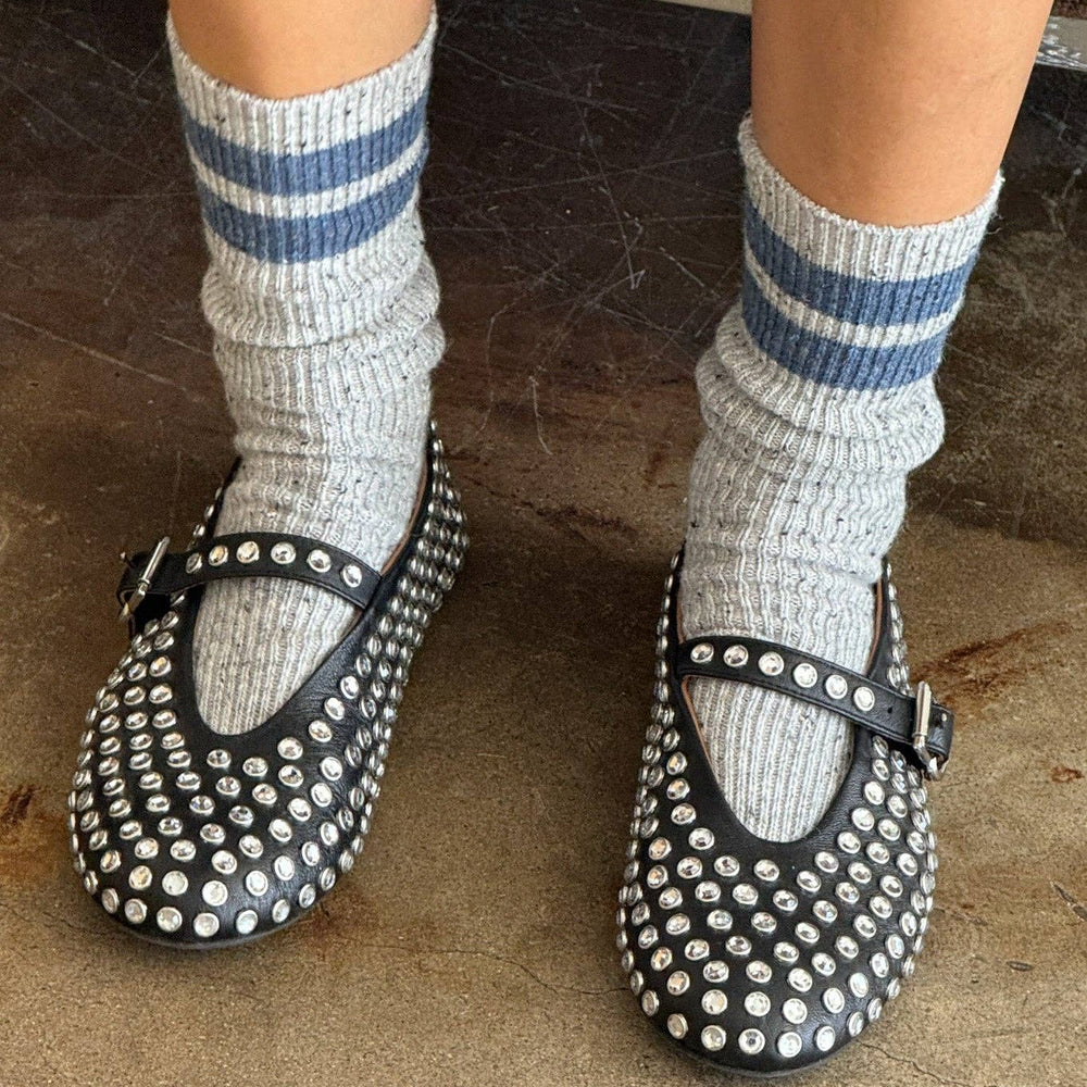 Snow Varsity Socks: Grey / Blue