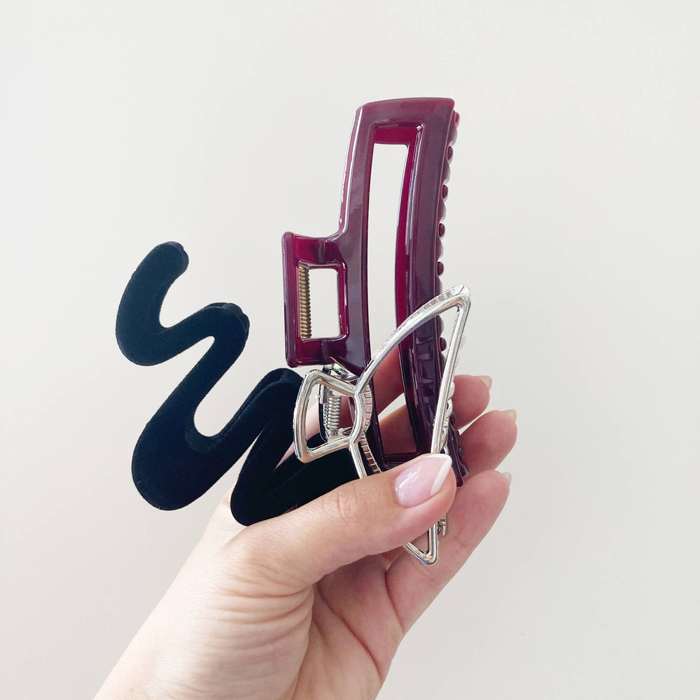 Festive Claw Clip Trio: Black