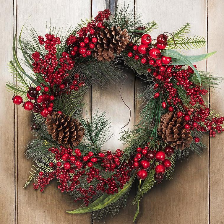 
            
                Load image into Gallery viewer, Pinecone + Berry Wreath | 18&amp;quot;
            
        