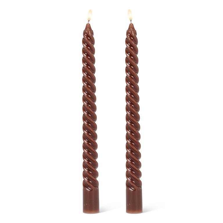 Twirl Tapered Candle - Brown