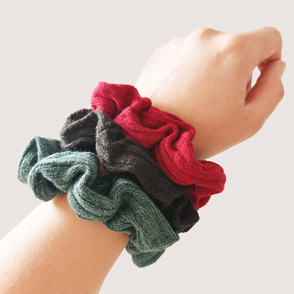 Hair Scrunchie Knit Trio - Festive Collection