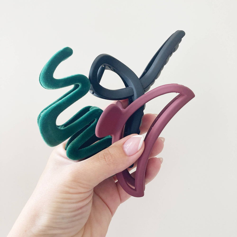 Festive Claw Clip Trio: Green