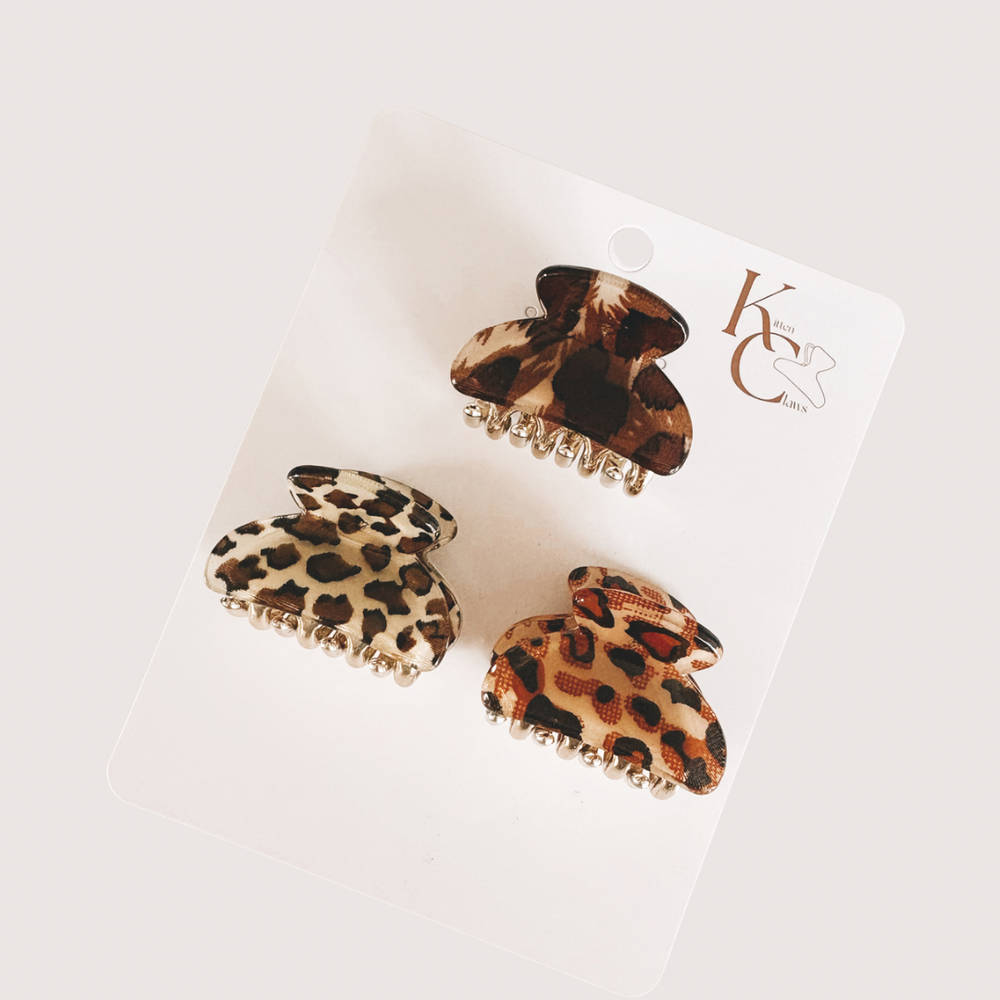Mini Hair Clips Set: Leopard
