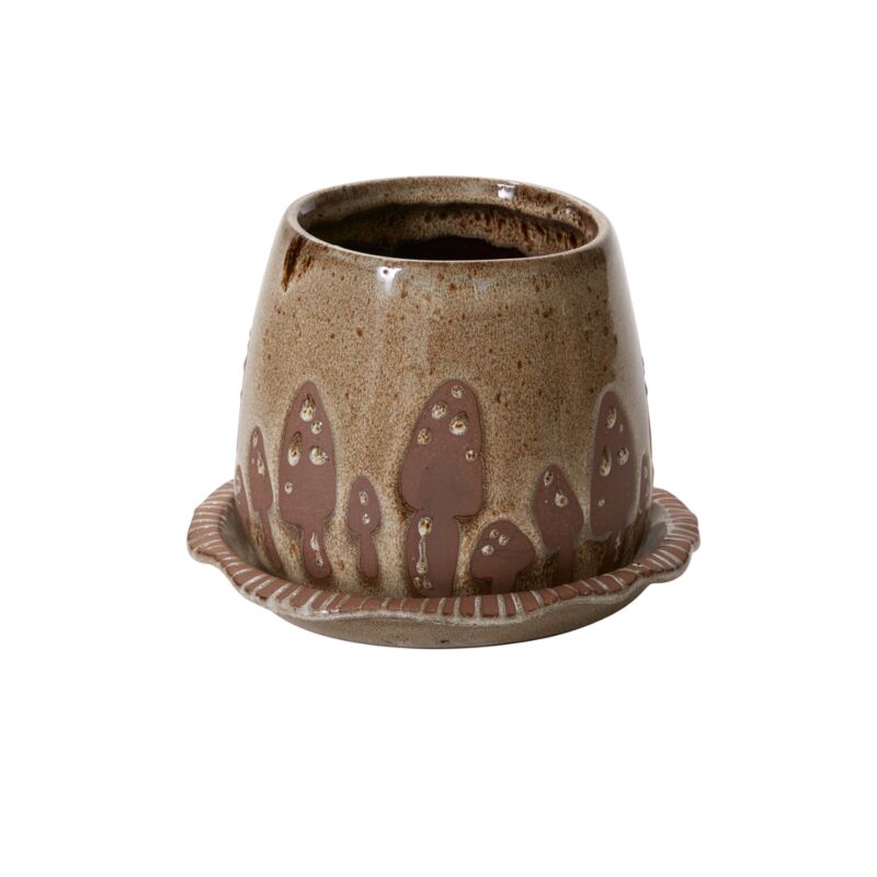 Mushroom Pot with Saucer