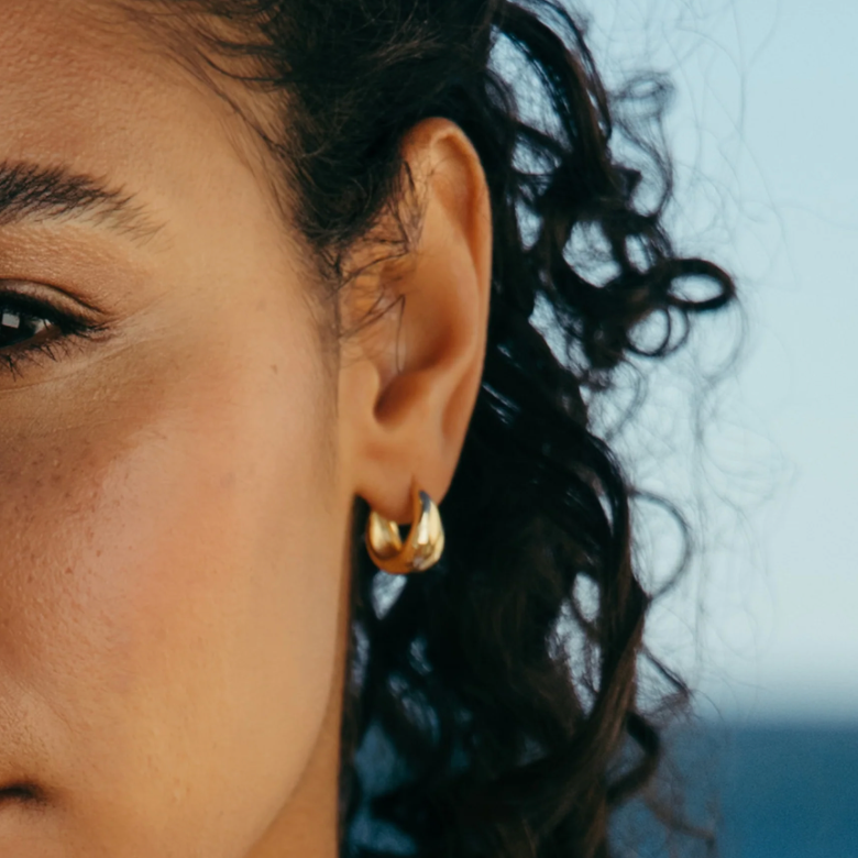 Tear Drop Mini Hoop Earrings - Gold