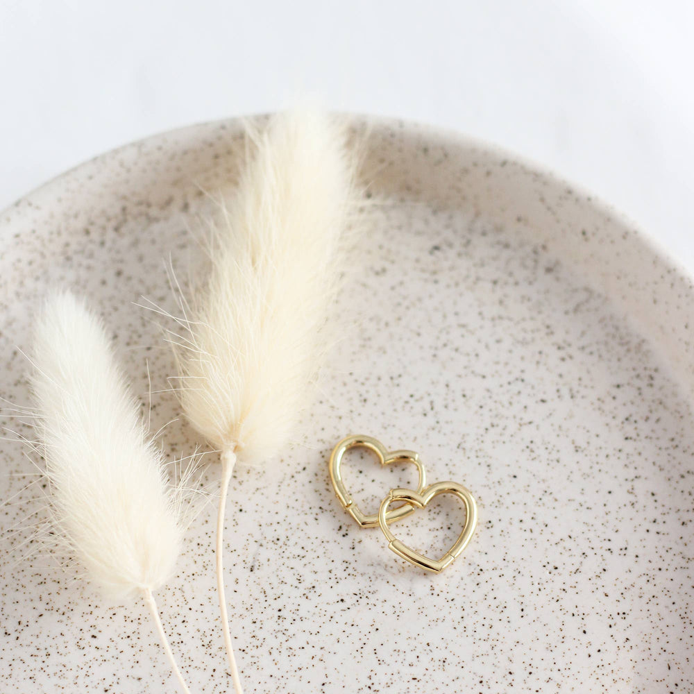 Heart Huggie Hoops: Yellow Gold