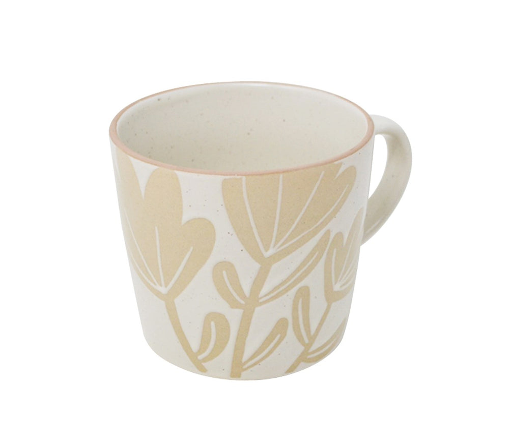 Abstract Cream Floral Mug | 400 ml