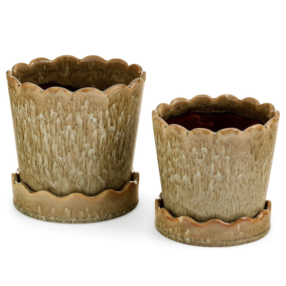 Scallop Edge Planter - Antique Green