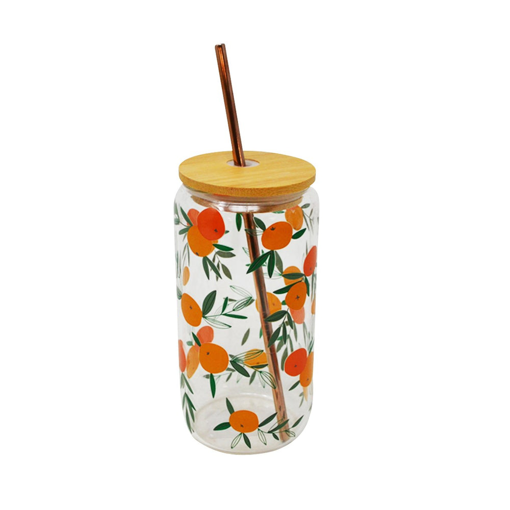Floral Tumbler with Straw
