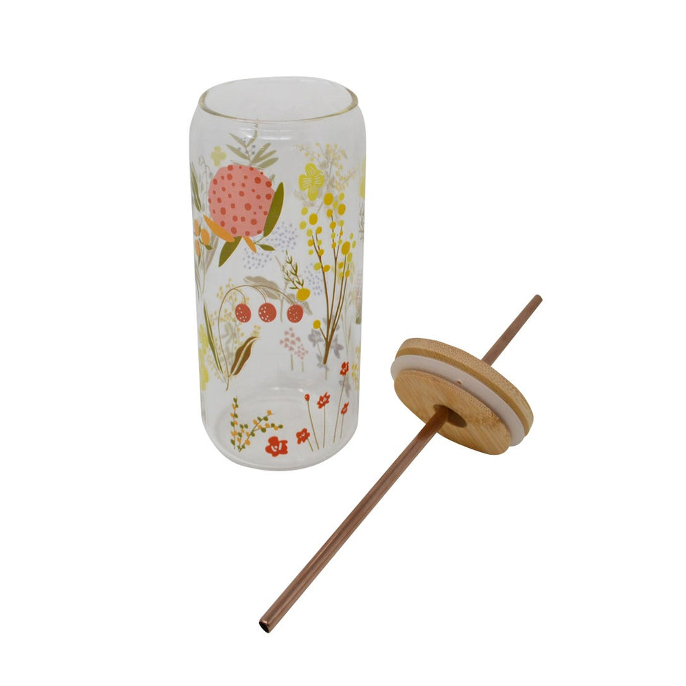 Floral Tumbler with Straw