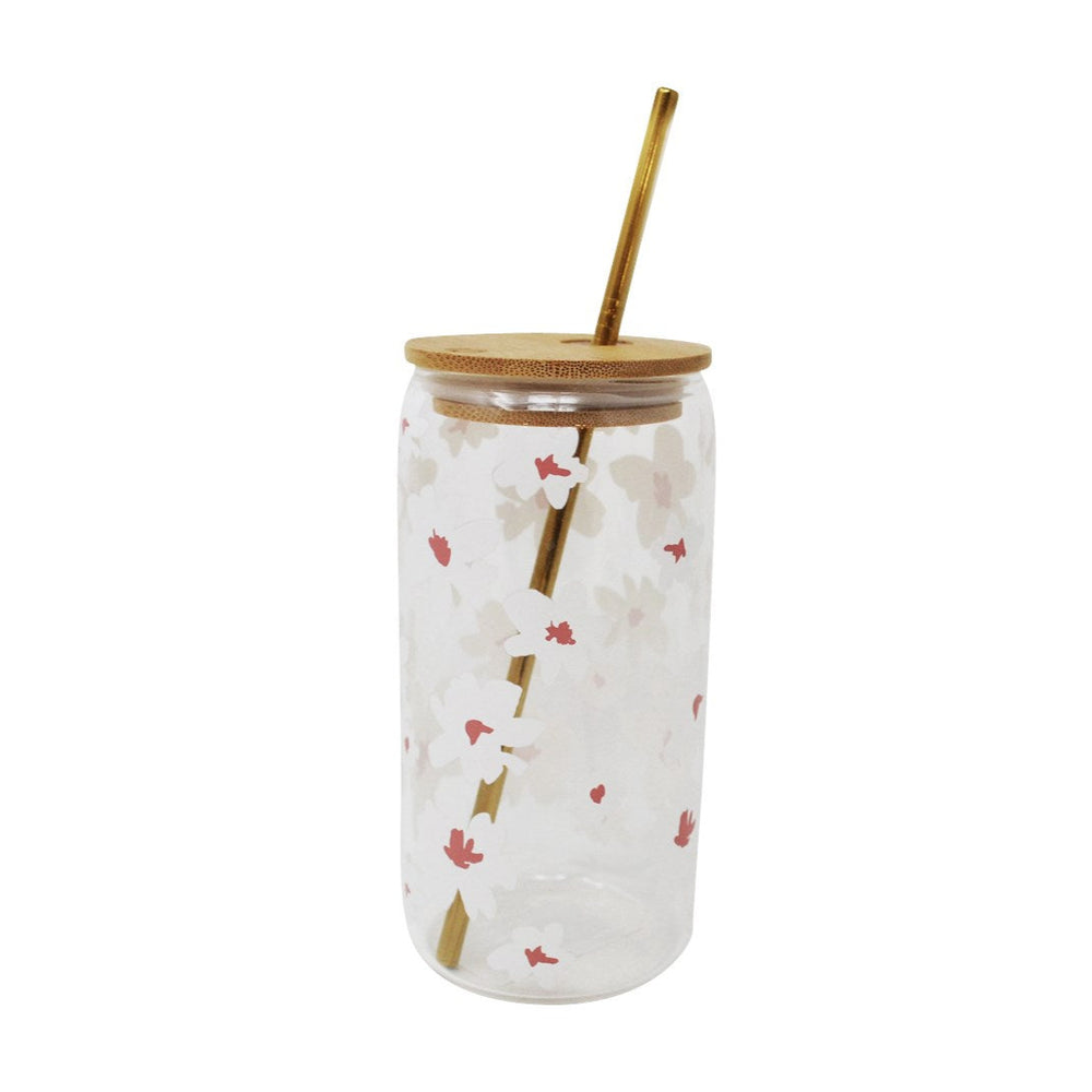 Floral Tumbler with Straw