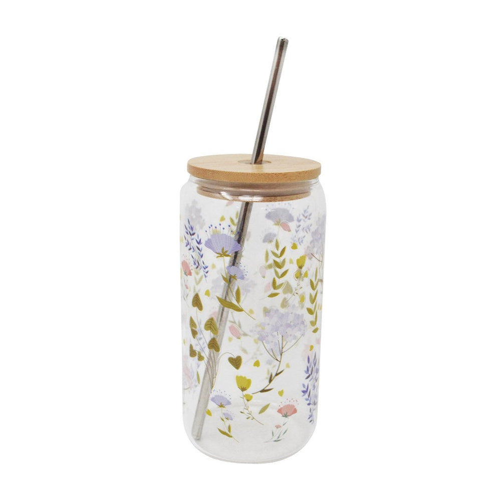 Floral Tumbler with Straw