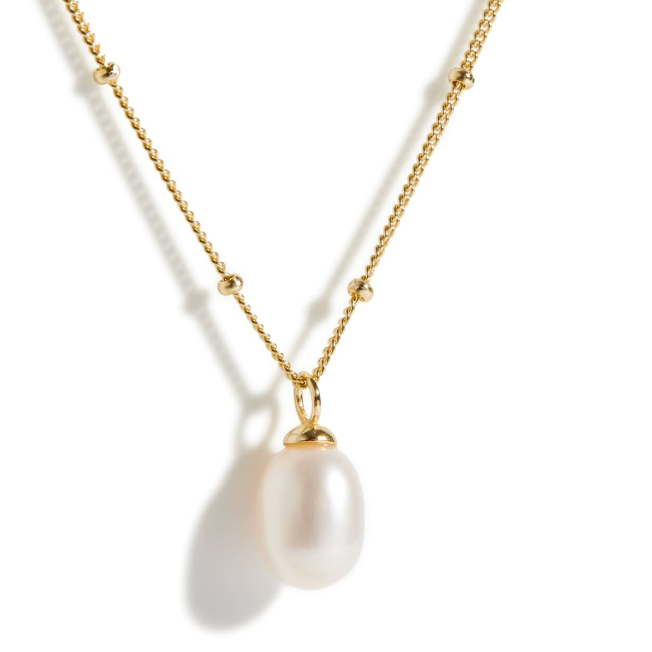 Drop Pearl Necklace - Gold