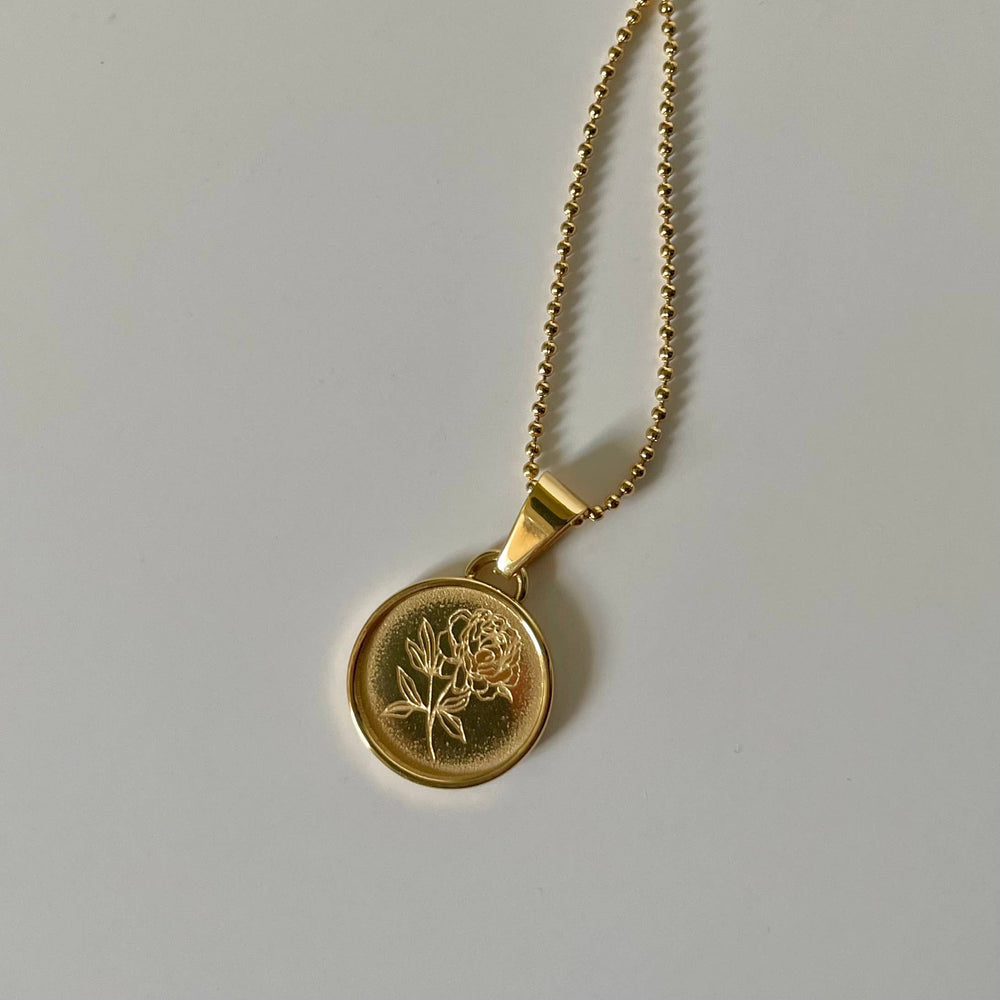 Peony Pendant Necklace- Gold