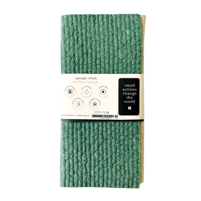 Evergreen + Taupe Sponge Cloth (2 Pack) | Ten + Co