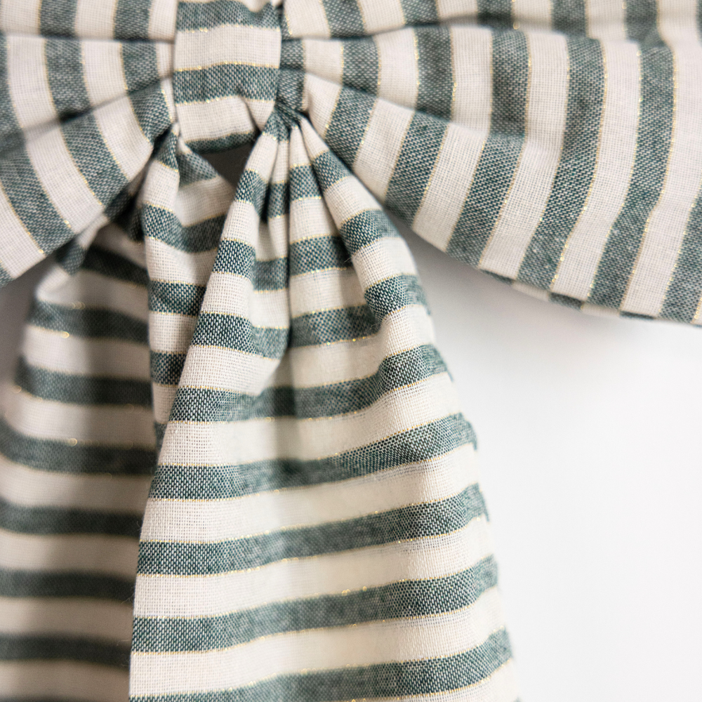 Striped Green & Gold Bow Garland