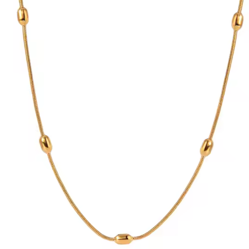 Laura Beaded Chain Necklace - Gold 