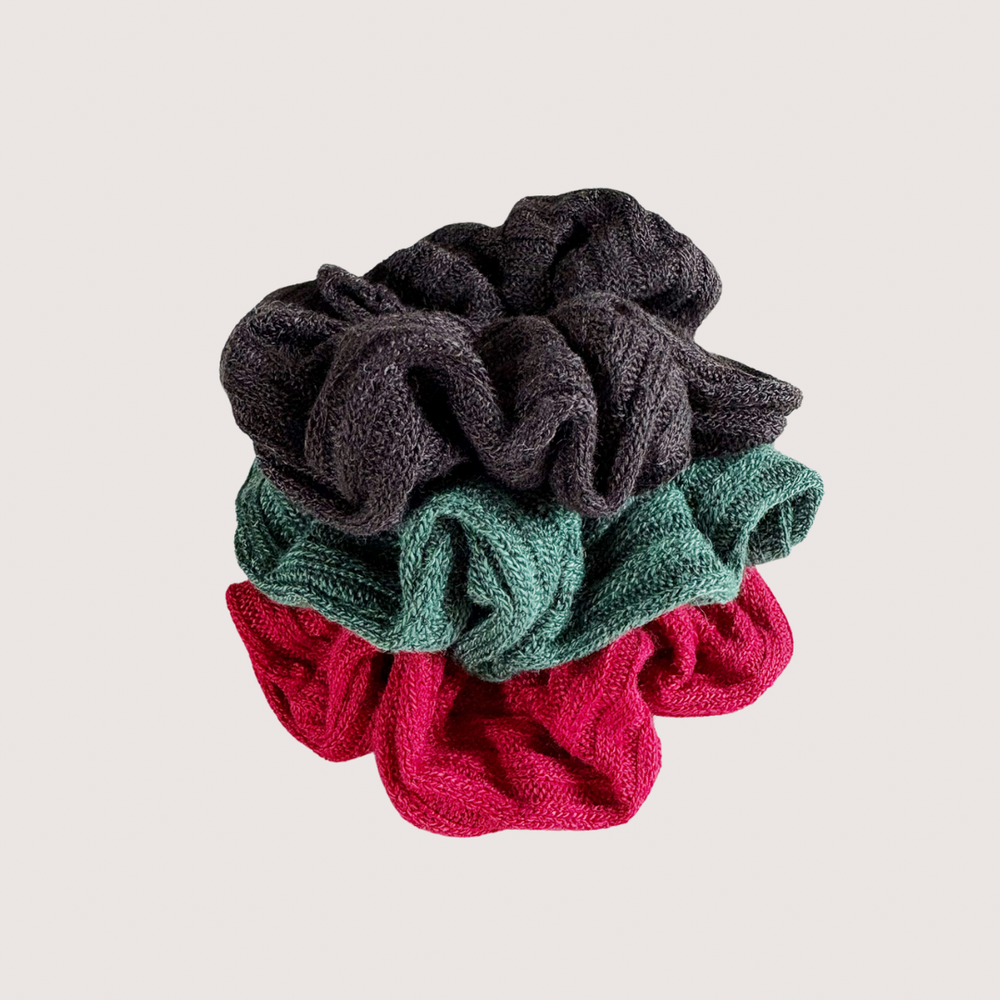 Hair Scrunchie Knit Trio - Festive Collection
