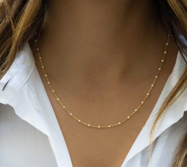Candy Chain Necklace - White – Sunday Blooms