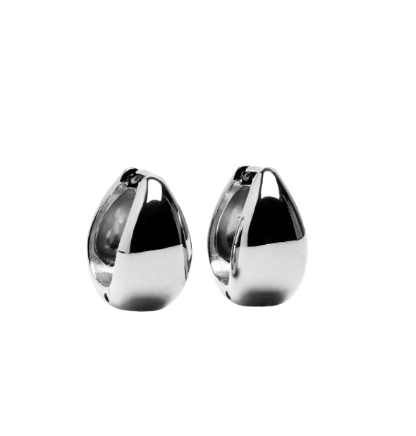 Tear Drop Mini Hoop Earring - Silver
