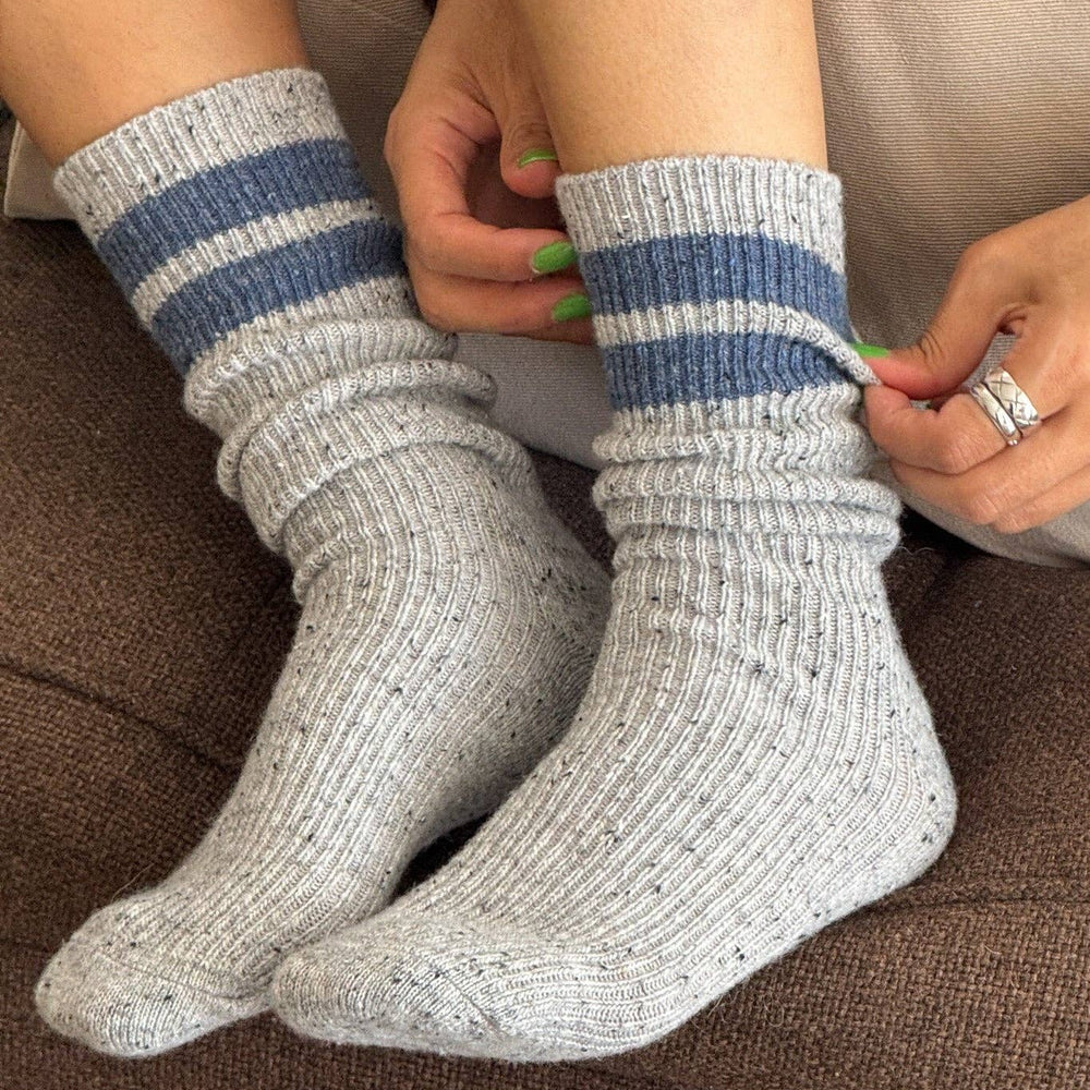 Snow Varsity Socks: Grey / Blue