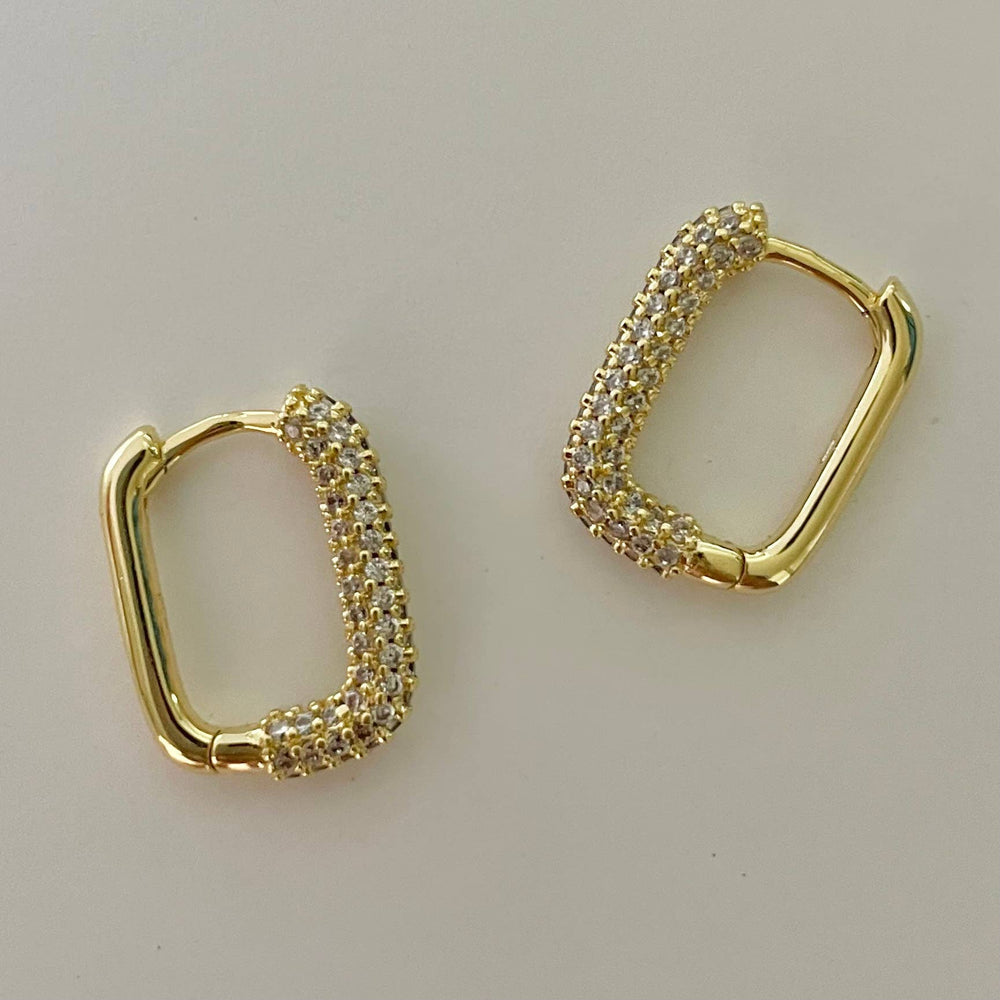 Rectangle Stone Earrings | White Zirconia