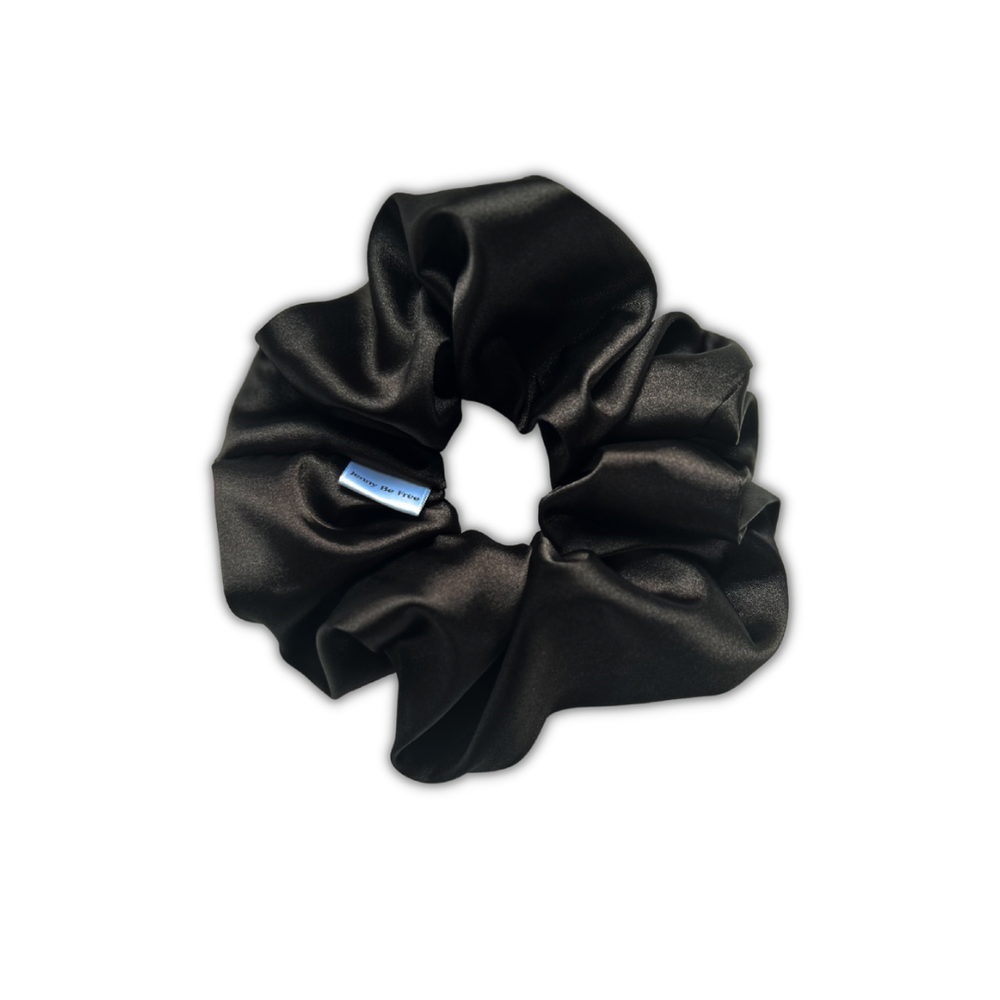 Black Satin Mini Scrunchie