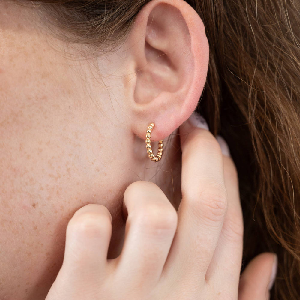 Beaded Huggie Hoops: Gold