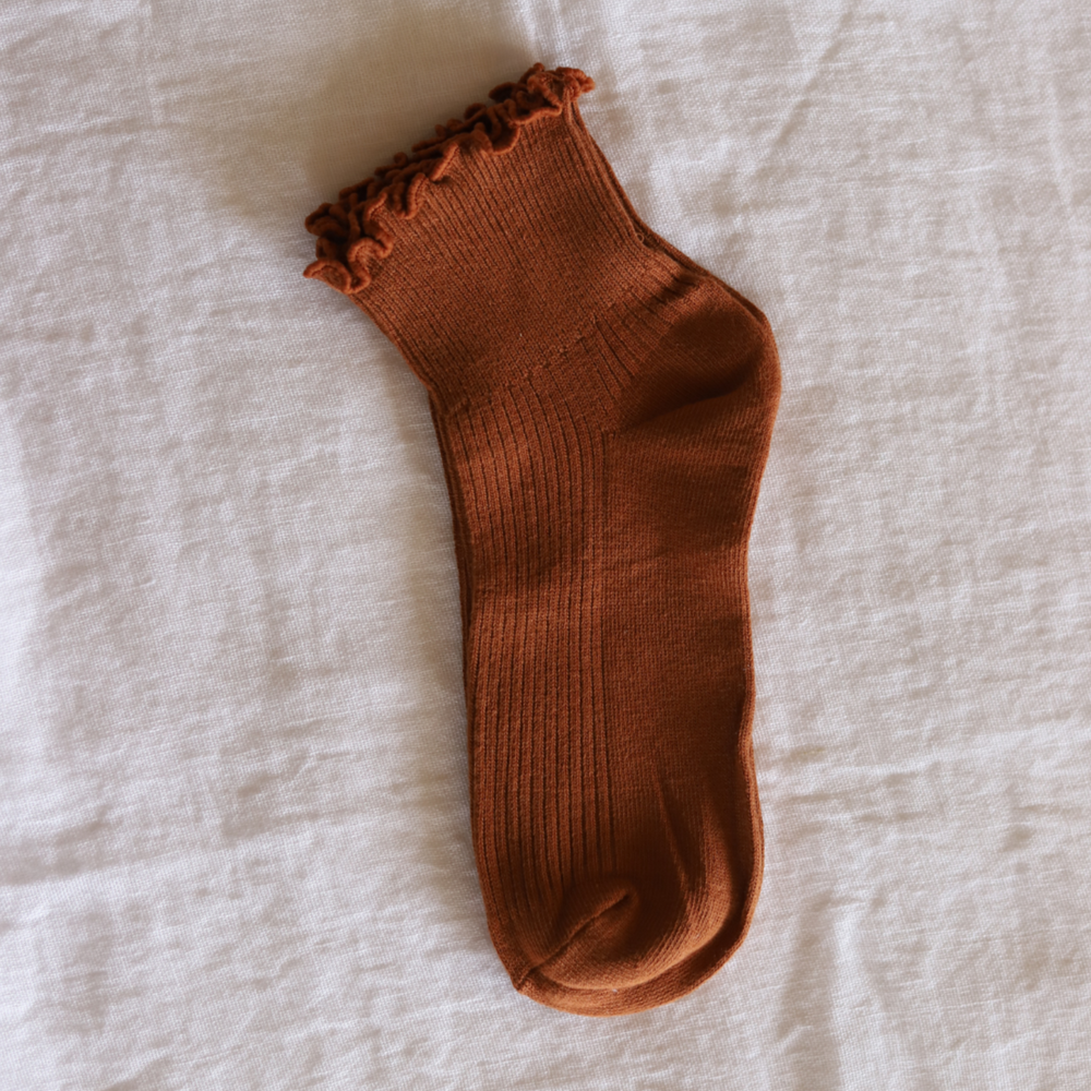 Burnt Orange Ruffle Sock