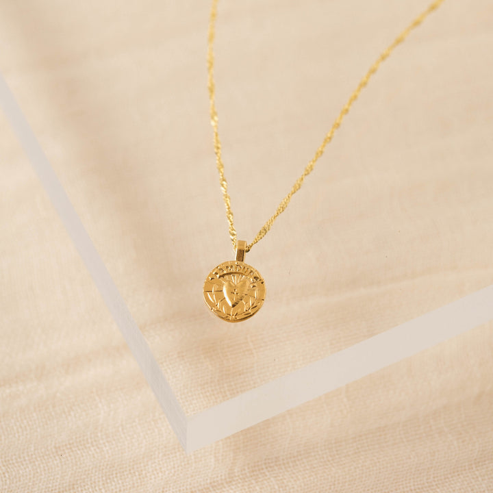 
            
                Load image into Gallery viewer, Heart Coin Necklace - Demi Fine
            
        