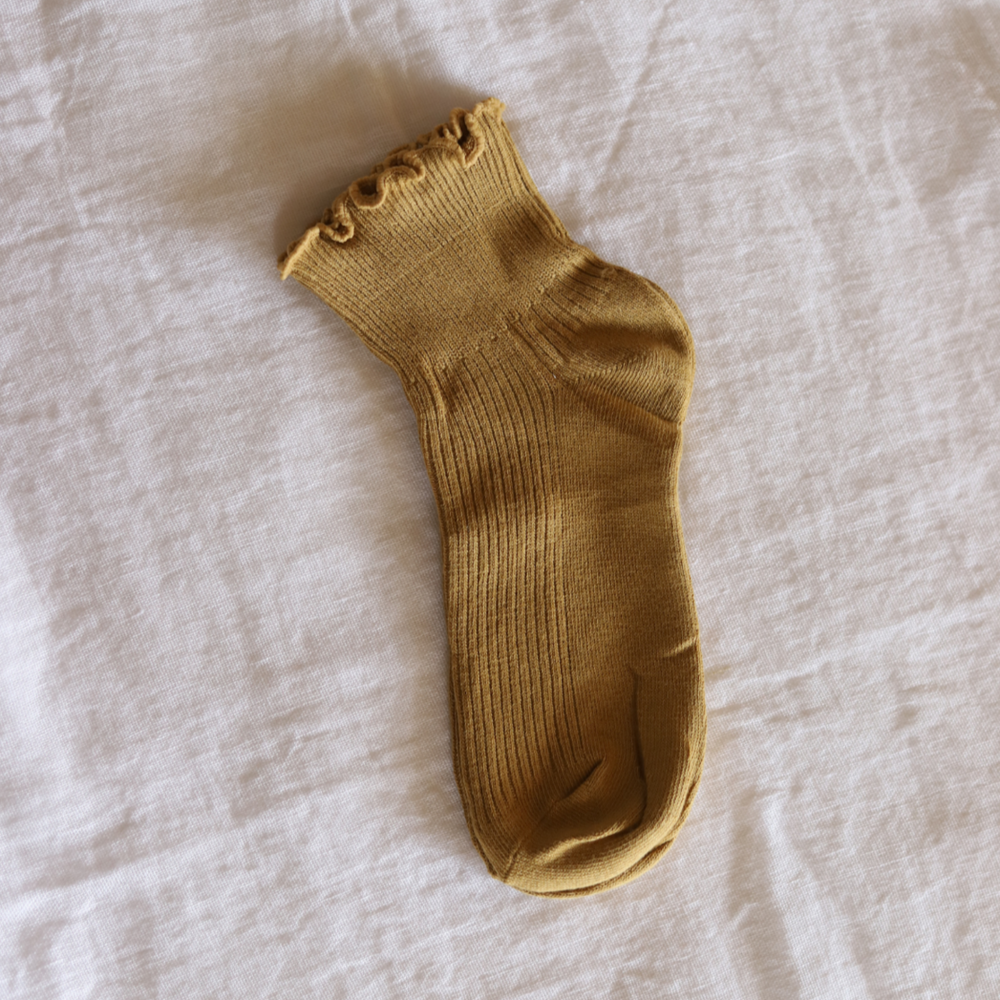 Mustard Ruffle Sock