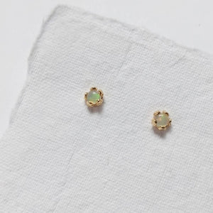 Tiny Flower Studs - Opal